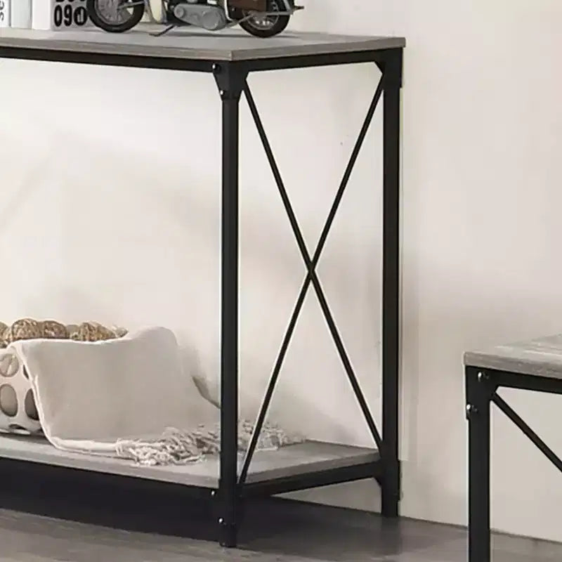 Tavolo Divano Inferiore Rosslea con Ripiano Nero/Grigio - HOMES: Inside + Out: Stile Industriale, Struttura in Metallo, Ripiano Contenitore