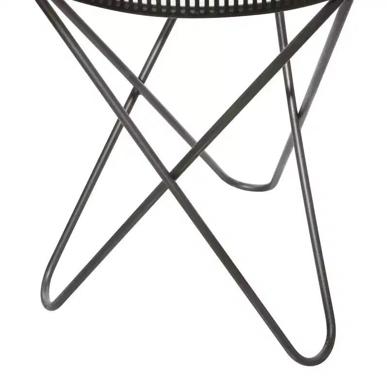 Set di 2 tavolini rotondi industriali in metallo grigio – Piano in vetro temperato