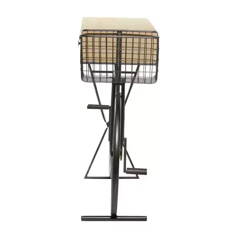 Tavolo Consolle in Metallo Stile Rustico Rosso – Struttura in Ferro, Piano in MDF, Nessun Montaggio Richiesto