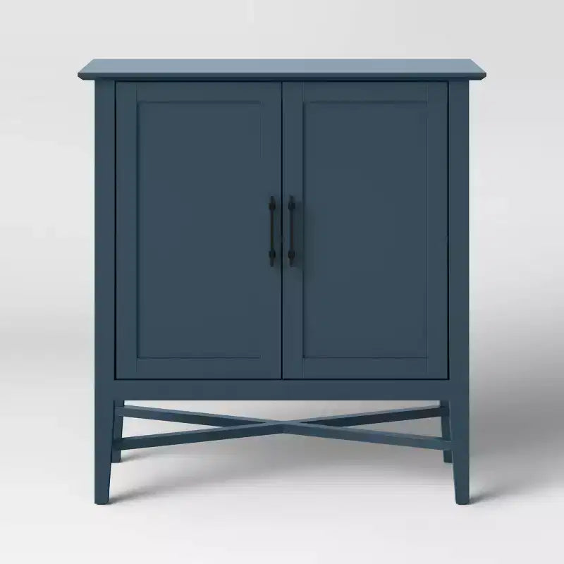 Mobile Contenitore Blu Marino – Organizzatore per Ufficio Domestico con Interno Diviso, Struttura in Pino