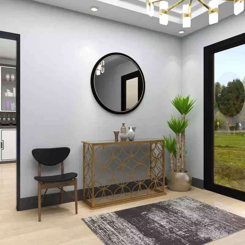 Olivia & May Tavolo Console Rettangolare Tradizionale Moderno in Metallo Oro: Ingresso Elegante, Entrata, Design Stretto