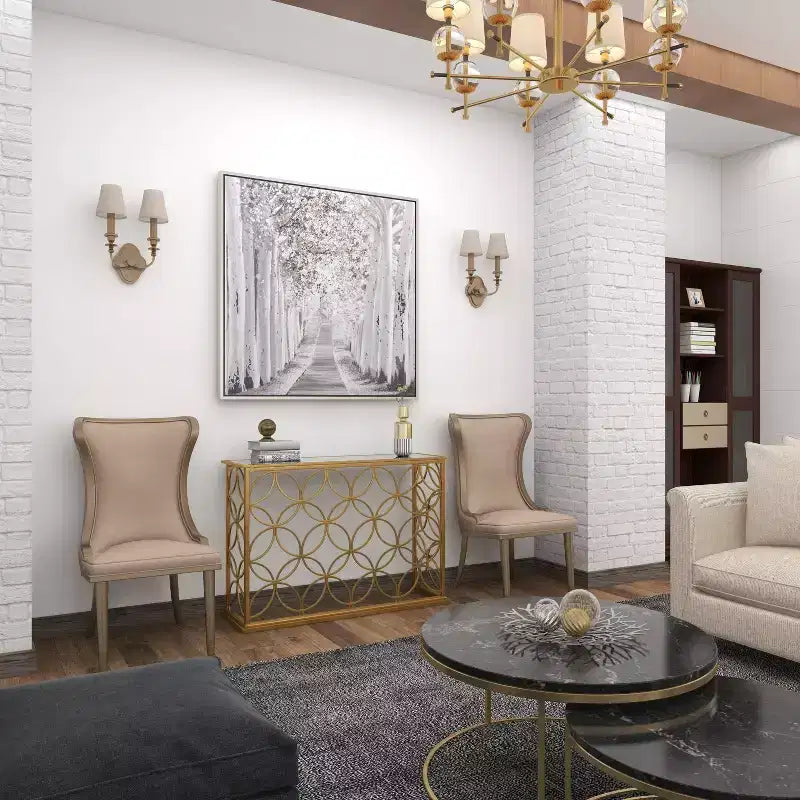 Olivia & May Tavolo Console Rettangolare Tradizionale Moderno in Metallo Oro: Ingresso Elegante, Entrata, Design Stretto