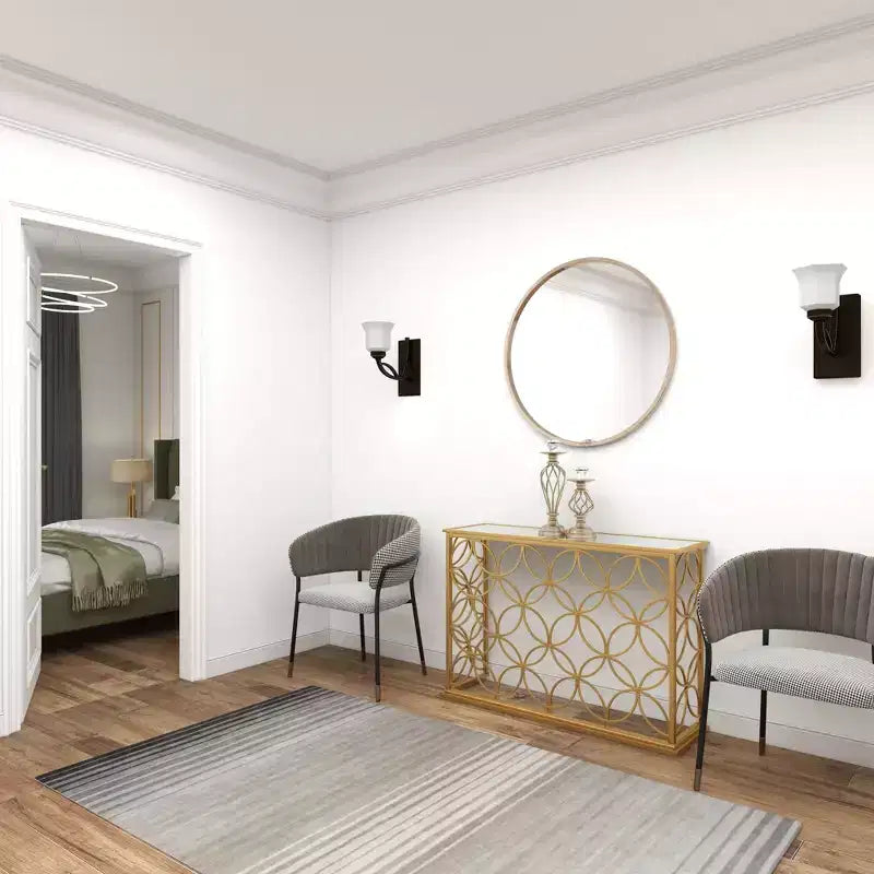 Olivia & May Tavolo Console Rettangolare Tradizionale Moderno in Metallo Oro: Ingresso Elegante, Entrata, Design Stretto