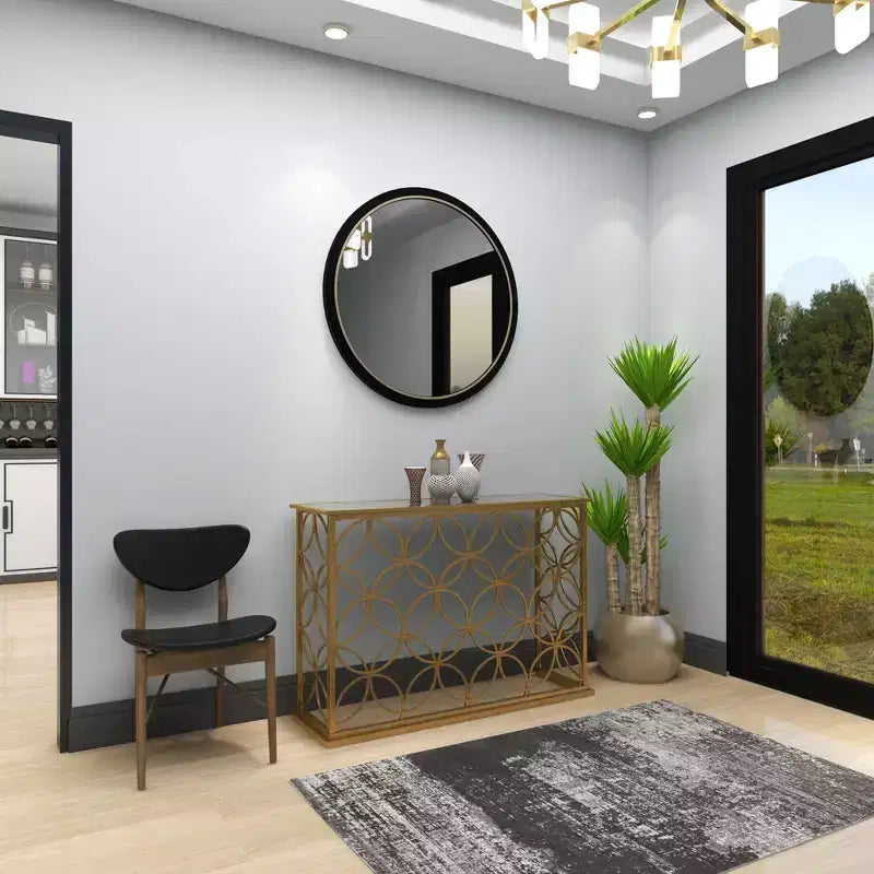 Olivia & May Tavolo Console Rettangolare Tradizionale Moderno in Metallo Oro: Ingresso Elegante, Entrata, Design Stretto