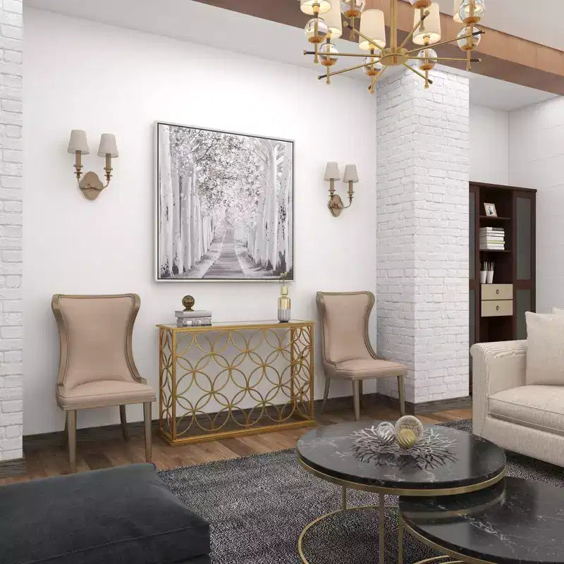 Olivia & May Tavolo Console Rettangolare Tradizionale Moderno in Metallo Oro: Ingresso Elegante, Entrata, Design Stretto