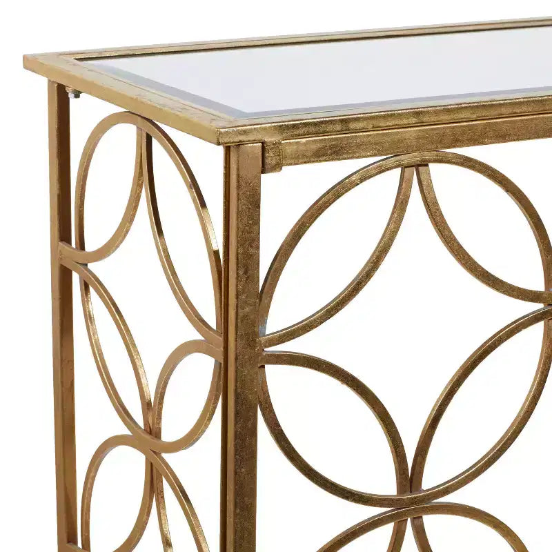 Olivia & May Tavolo Console Rettangolare Tradizionale Moderno in Metallo Oro: Ingresso Elegante, Entrata, Design Stretto