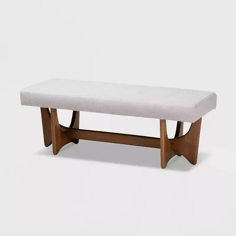 Panca imbottita trapuntata da 123,95 cm in poliestere grigio – Base in legno noce, capacità 136 kg