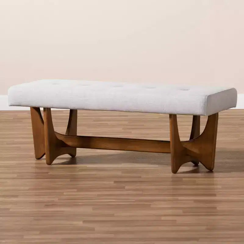 Panca imbottita trapuntata da 123,95 cm in poliestere grigio – Base in legno noce, capacità 136 kg