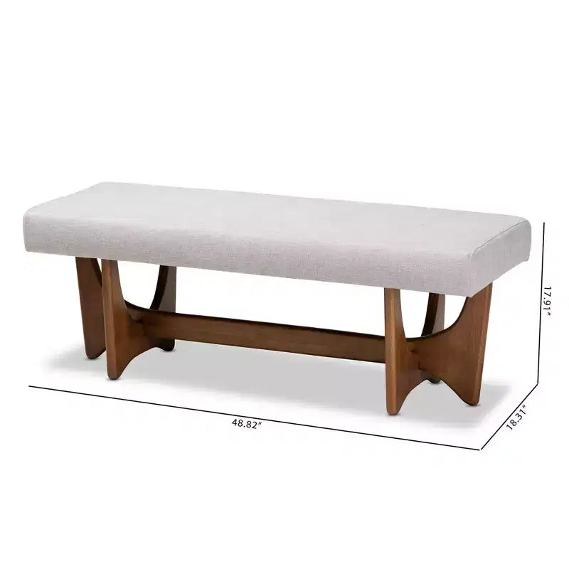 Panca imbottita trapuntata da 123,95 cm in poliestere grigio – Base in legno noce, capacità 136 kg