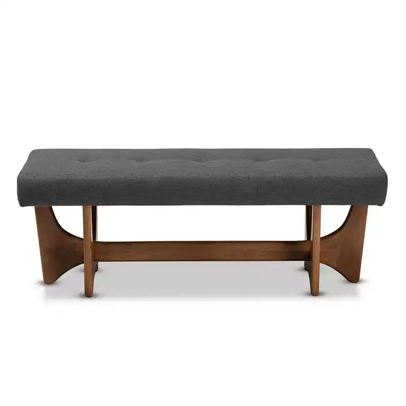 Panca imbottita trapuntata da 123,95 cm in poliestere grigio – Base in legno noce, capacità 136 kg