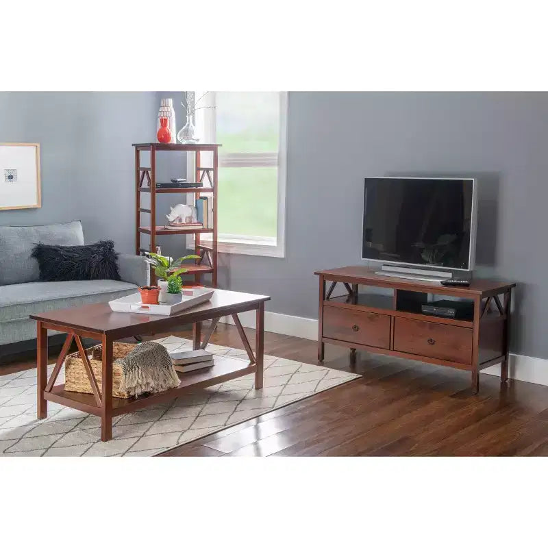 Tavolino Rettangolare 44" Driftwood – Legno Composito, Ripiano Inferiore, Capacità 45 kg