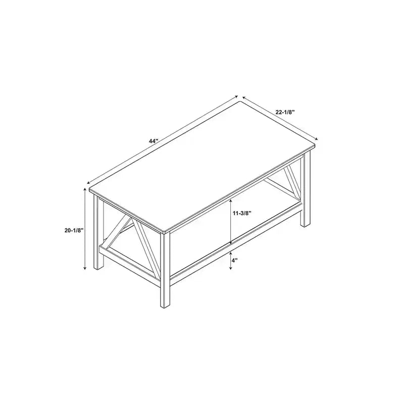 Tavolino Rettangolare 44" Driftwood – Legno Composito, Ripiano Inferiore, Capacità 45 kg