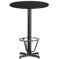 Piano del tavolo rotondo in laminato da 30" con base ad altezza bar da 22"x22" e poggiapiedi