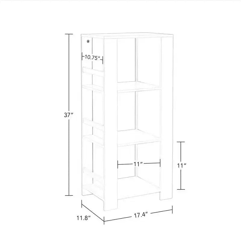 Torre Organizer per Libri e Giocattoli per Bambini – 3 Scomparti, 6 Scaffali per Libri, Bianca con 2 Contenitori in Tessuto