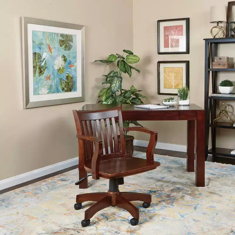 Sedia da banchiere in legno Deluxe – Classica sedia direzionale con struttura in legno