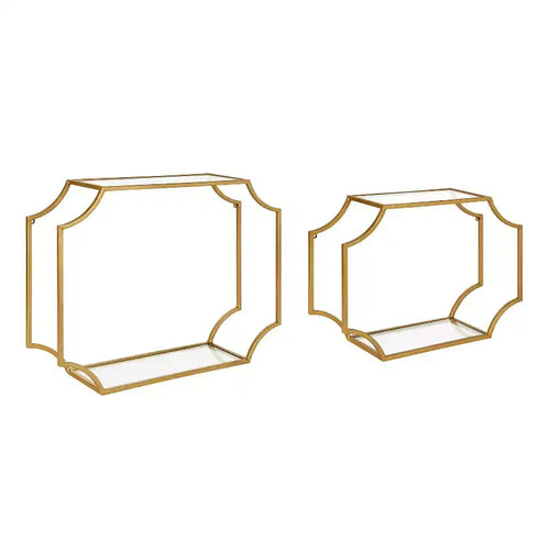 2pc Ciel Modern Glam Metal Wall Shelf Set - Kate & Laurel All Things Decor