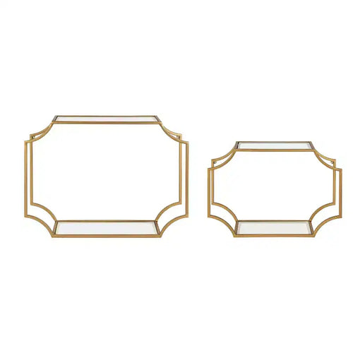 Set di 2 mensole da parete moderne Glam in metallo – Mensole decorative, finitura oro