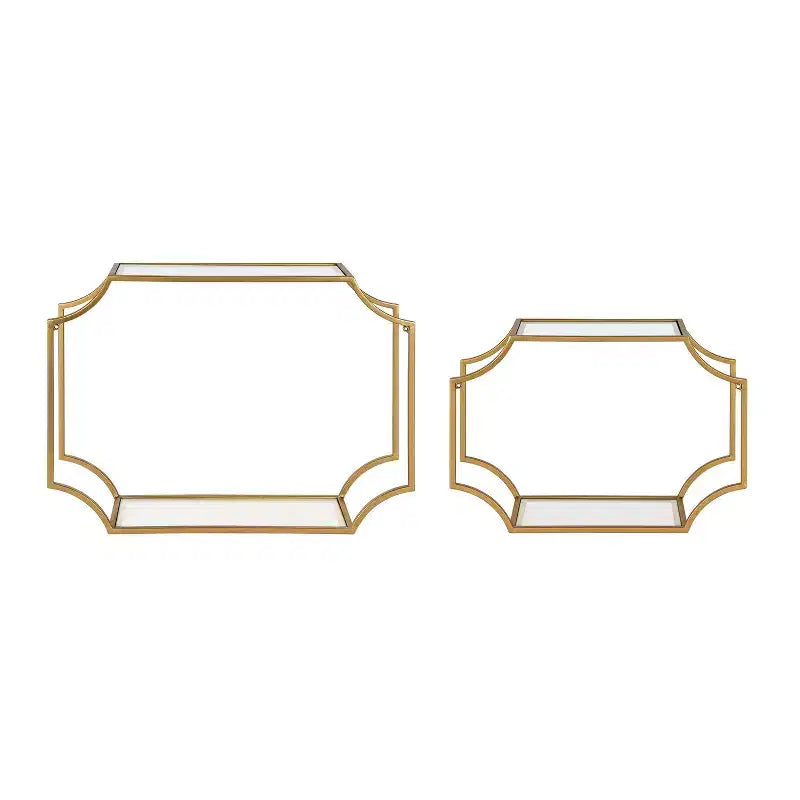 Set di 2 mensole da parete moderne Glam in metallo – Mensole decorative, finitura oro