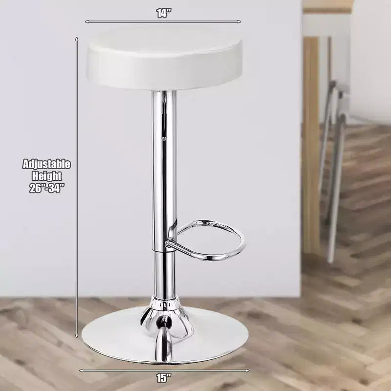 Costway Sgabello da Bar Girevole Regolabile in Pelle PU con Poggiapiedi Tondo Bianco\Nero\Rosso 1 pz
