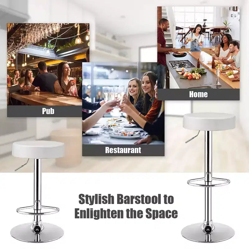 Costway Sgabello da Bar Girevole Regolabile in Pelle PU con Poggiapiedi Tondo Bianco\Nero\Rosso 1 pz