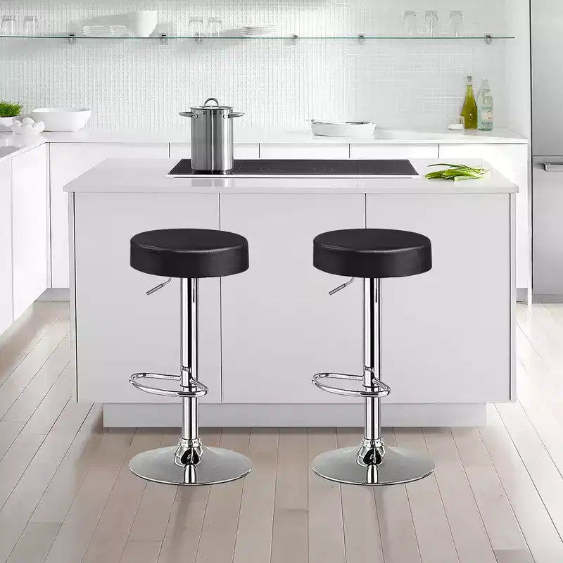 Costway Sgabello da Bar Girevole Regolabile in Pelle PU con Poggiapiedi Tondo Bianco\Nero\Rosso 1 pz