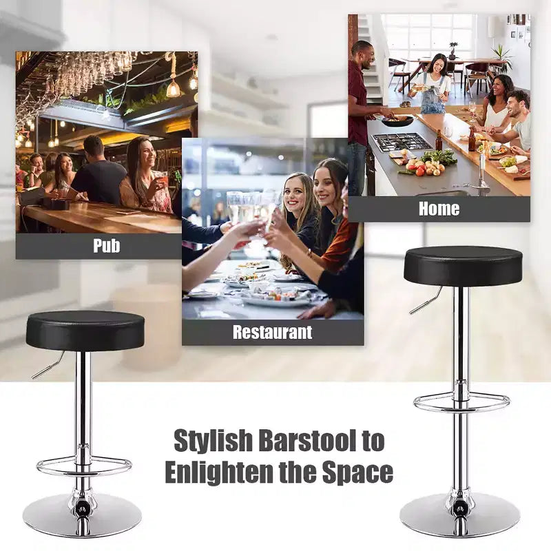 Costway Sgabello da Bar Girevole Regolabile in Pelle PU con Poggiapiedi Tondo Bianco\Nero\Rosso 1 pz