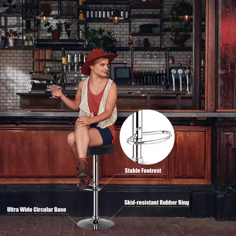Costway Sgabello da Bar Girevole Regolabile in Pelle PU con Poggiapiedi Tondo Bianco\Nero\Rosso 1 pz