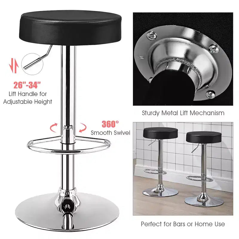 Costway Sgabello da Bar Girevole Regolabile in Pelle PU con Poggiapiedi Tondo Bianco\Nero\Rosso 1 pz