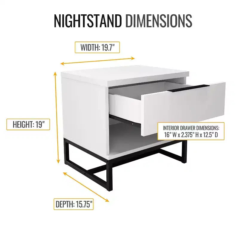 Comodino moderno con cassetto – Comodino con cassetto, design contemporaneo