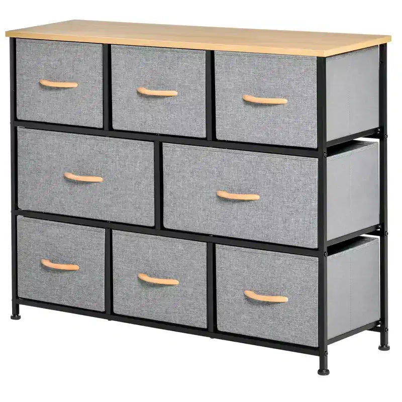 Cassettiera in tessuto HOMCOM a 8 cassetti – Mobile contenitore a 3 livelli con struttura in acciaio per camera da letto e corridoio