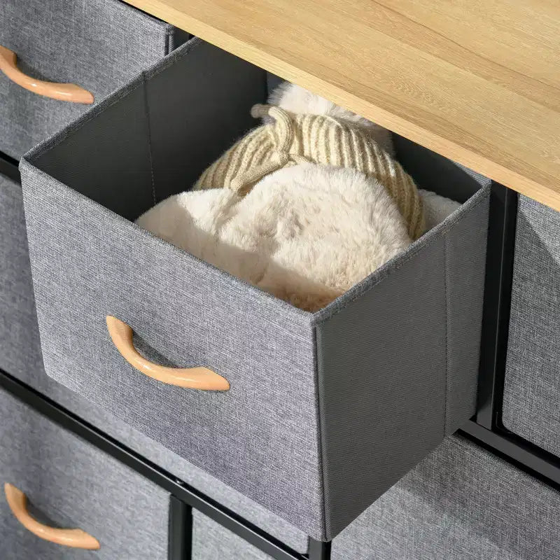 Cassettiera in tessuto HOMCOM a 8 cassetti – Mobile contenitore a 3 livelli con struttura in acciaio per camera da letto e corridoio