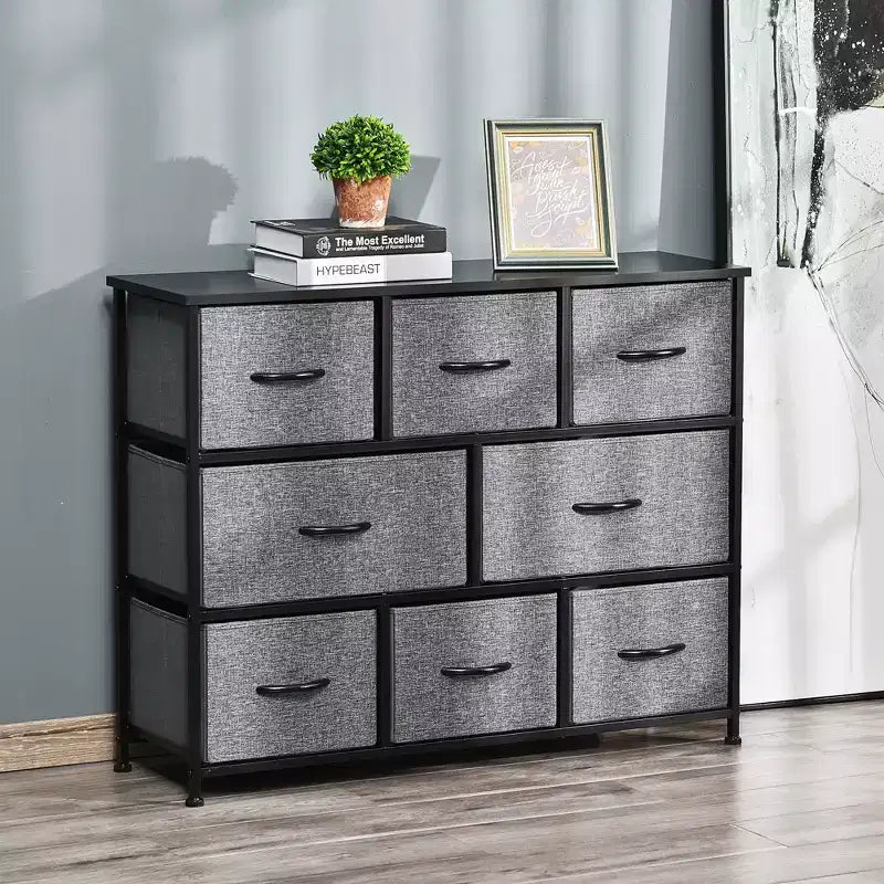 Cassettiera in tessuto HOMCOM a 8 cassetti – Mobile contenitore a 3 livelli con struttura in acciaio per camera da letto e corridoio
