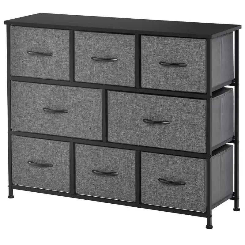 Cassettiera in tessuto HOMCOM a 8 cassetti – Mobile contenitore a 3 livelli con struttura in acciaio per camera da letto e corridoio