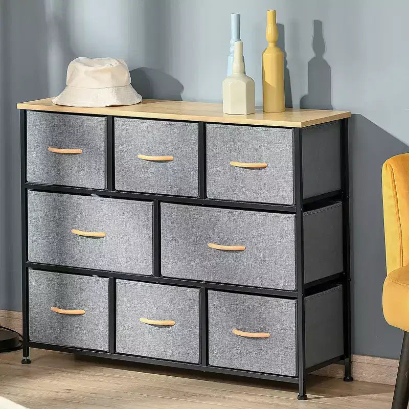Cassettiera in tessuto HOMCOM a 8 cassetti – Mobile contenitore a 3 livelli con struttura in acciaio per camera da letto e corridoio