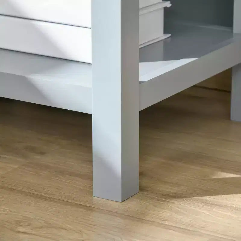 HOMCOM Tavolino d'Appoggio per Divano con Cassetto e Ripiano Inferiore, Grigio