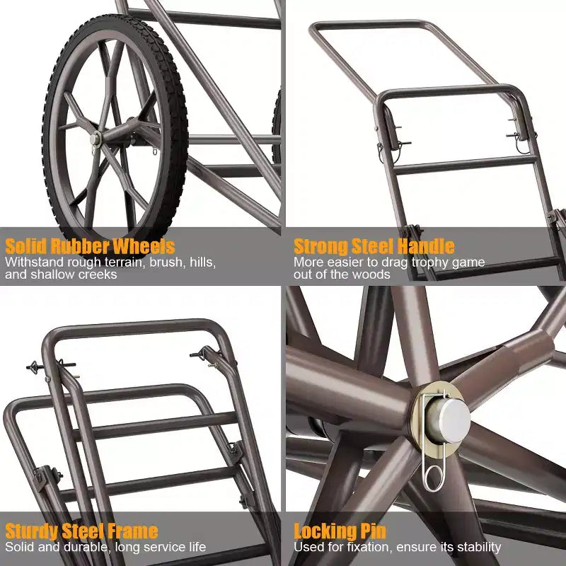 Costway Nuovo Carrello per Cervi Porta Attrezzi da Caccia Utility Dolly Accessori per la Caccia - 500 LB