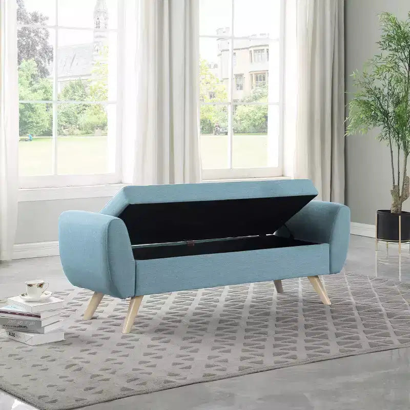 Panca Contenitore Moderna HomePop con Gambe in Legno