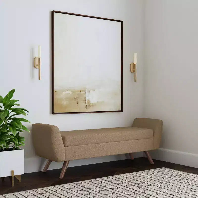 Panca Contenitore Moderna HomePop con Gambe in Legno