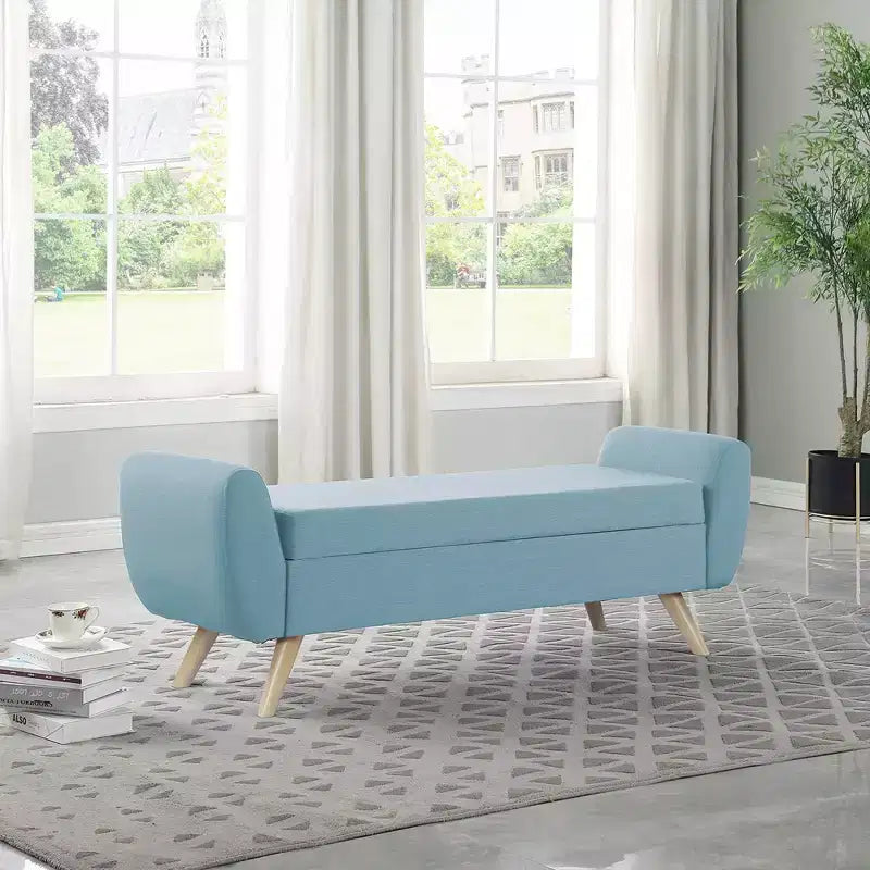 Panca Contenitore Moderna HomePop con Gambe in Legno