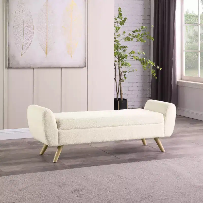 Panca Contenitore Moderna HomePop con Gambe in Legno