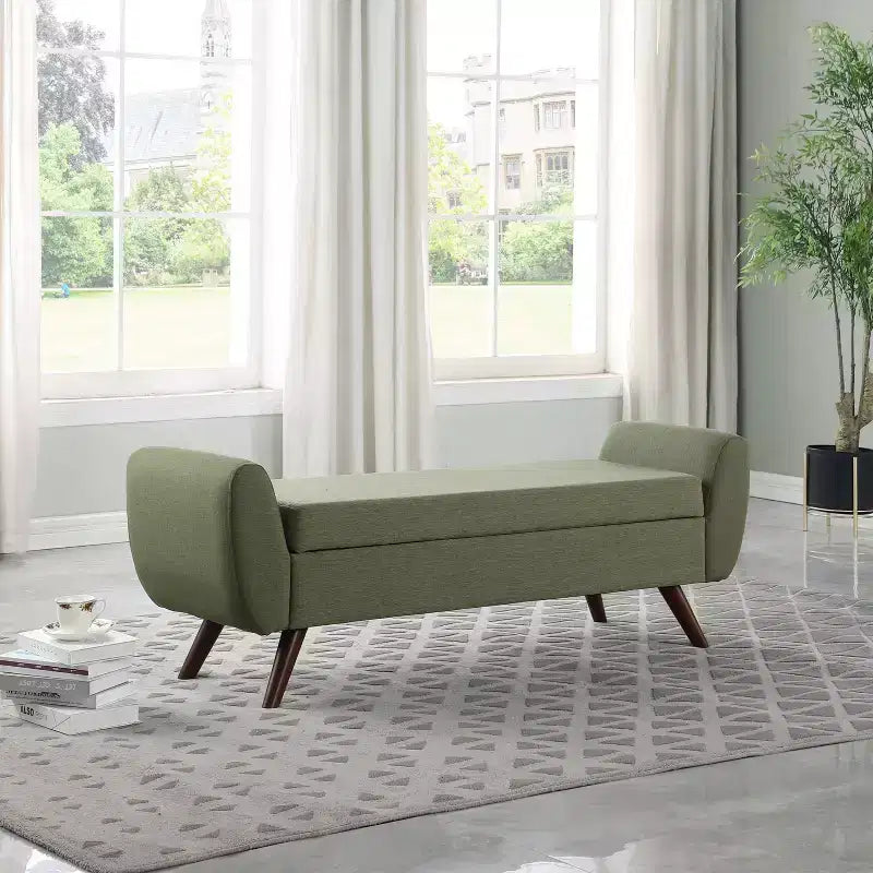 Panca Contenitore Moderna HomePop con Gambe in Legno
